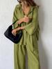 Plus Size Women's Classic Fashion Shirt & Wide-Leg Pants Set
