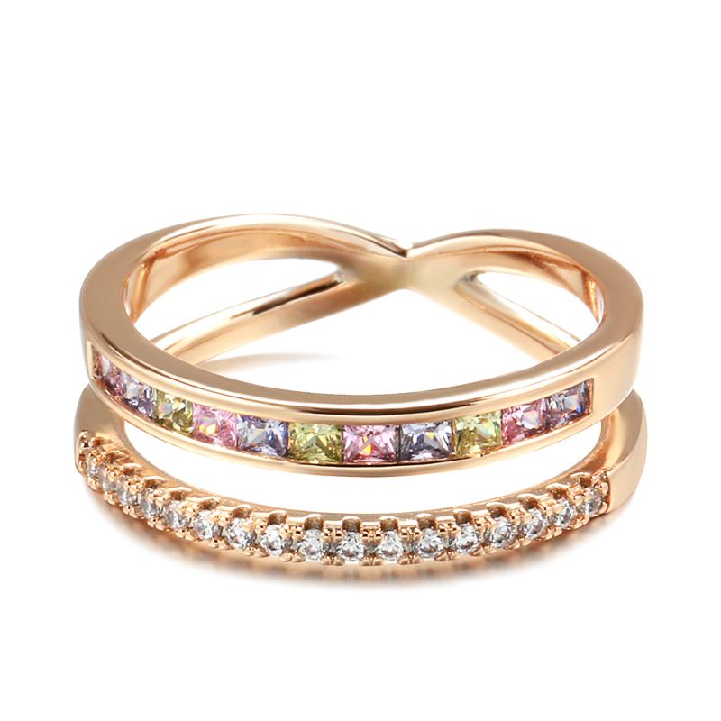 

New Natural Zircon Ring For Women Rose Gold Stackable Band Rings Fashion High Quality Daily Jewelry Party Accessories 10