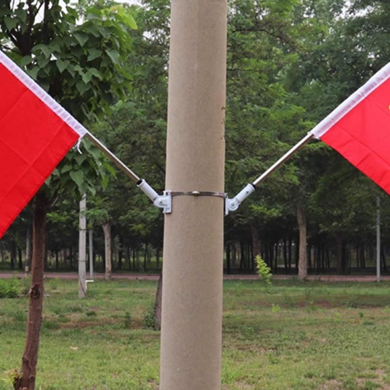 Adjustable RVs Flag Poles Mount 180 Degree Rotation Double Hole Design For Wall And Light Poles Installation Aluminum Alloy