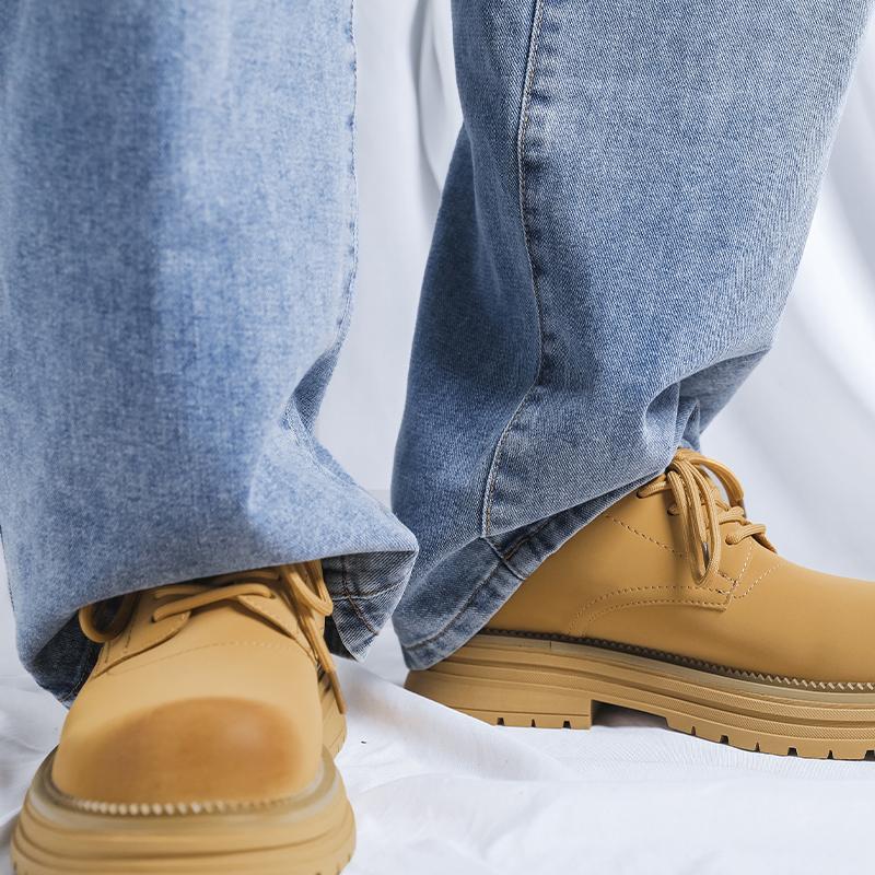 Mode Högkvalitativa Oxfordskor Utomhussporter Rund Tå Arbetsskor Herr Snörning Tjock Sula Slitstarka Låg Topp Märke Vandringsskor