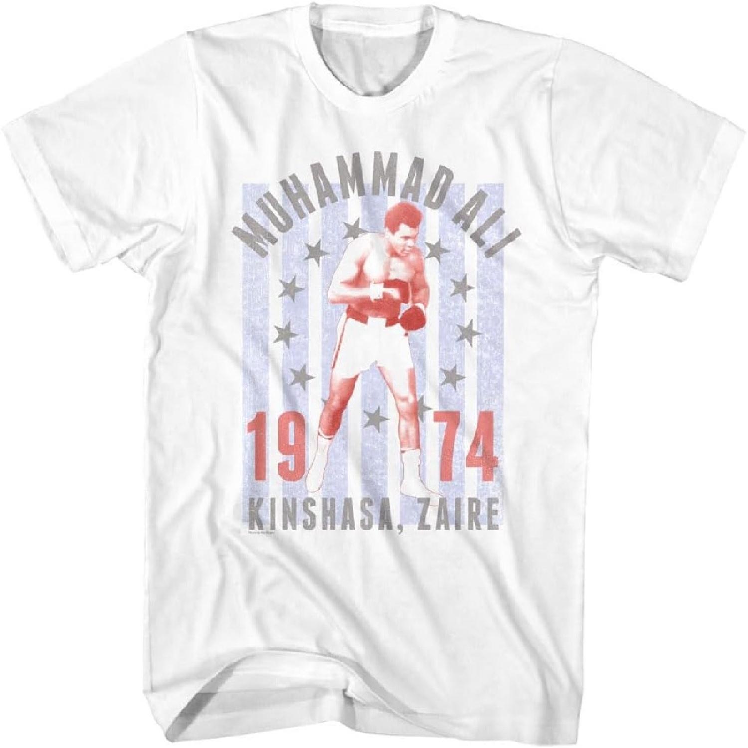 

Muhammad Ali Kinshasa Zaire 74 Adult White Short Sleeve T Shirt Boxing Icon Vintage Style Graphic Tees XXXXXL білий
