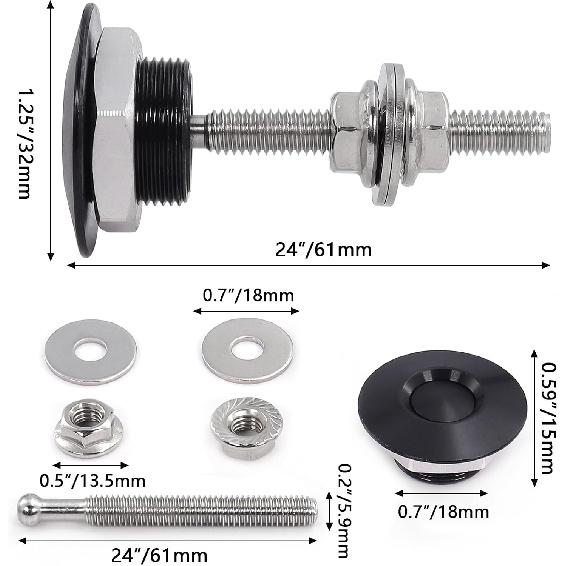 Pack of 4 Universal Aluminum Vehicle Hood P,Diameter 1.25" Quick Latch Bumper Release,Hood P for Race Car - Black