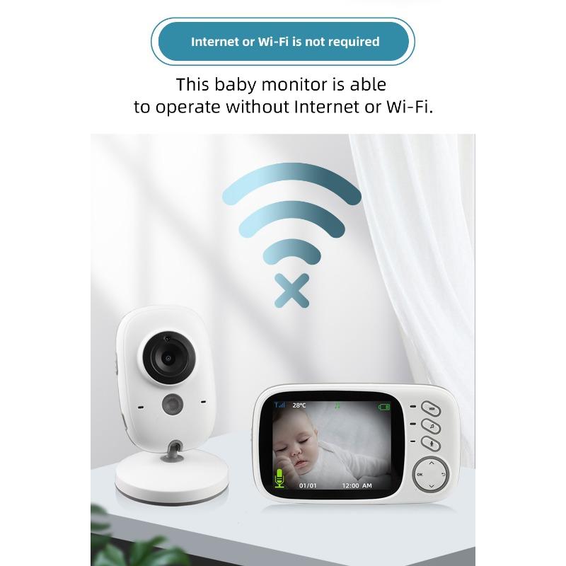3.2 Inch Wireless Video Baby Monitor With Lullabies Auto Night Vision Two Way Intercom Temperature Monitoring Babysitter