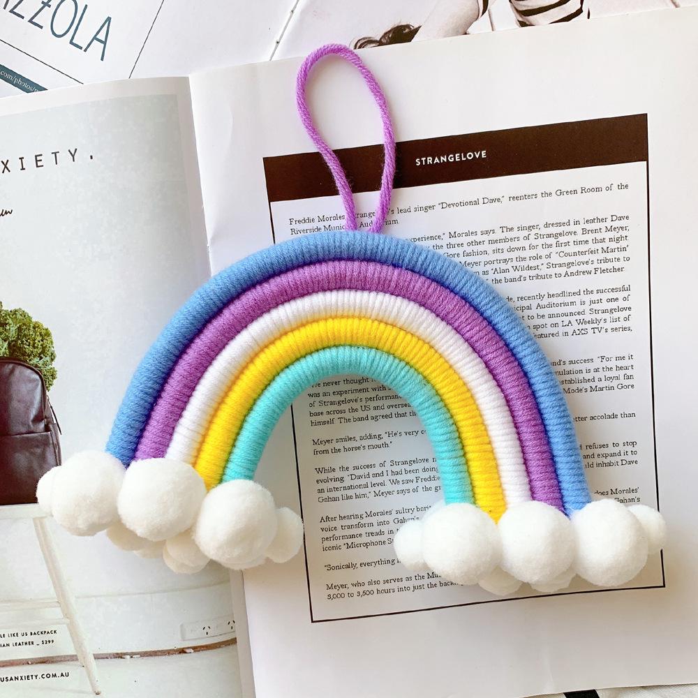 Nordic Style Woven Cloud Rainbow Hanging Ornaments - Children's Room Wall Decor Pendant