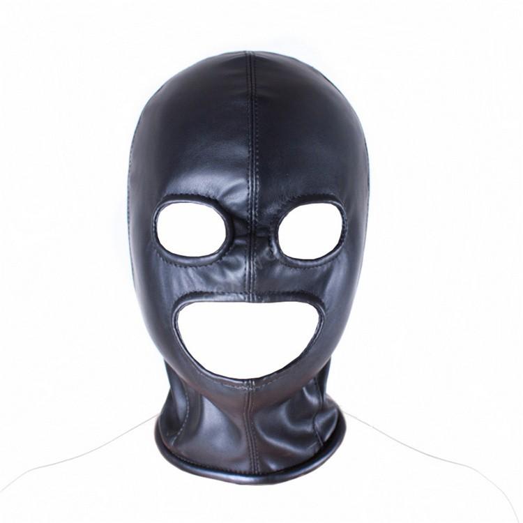 Slave Bdsm Bondage Head Mask PU Leather Hood SM Role Playing Game Erotic Party Mask Fetish Open Mouth and Eye Gimp Adult Sex Toy