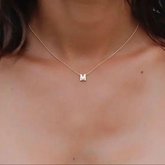 CARLIDANA High Polished Stainless Steel 14K Gold PVD Plated DIY 26 Letter Alphabet Initial Charm Pendant Accessories Jewelry