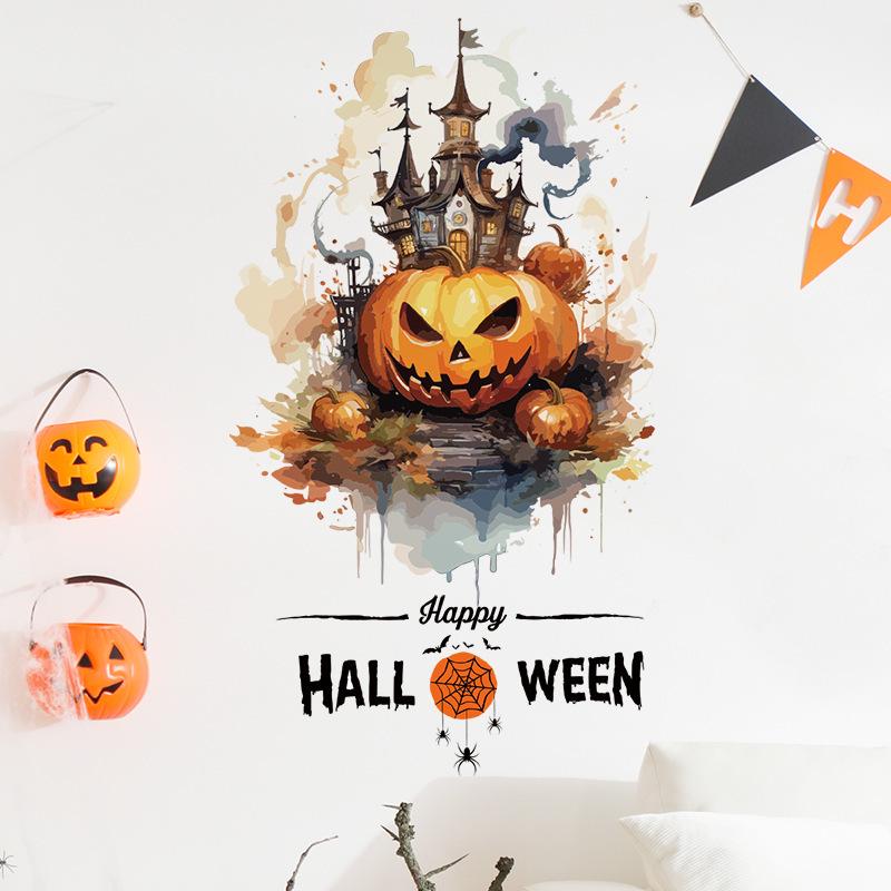 Halloween Horror Wall & Toilet Sticker Set: Ghost, Pumpkin, Monster, Bat & Shadow Decals