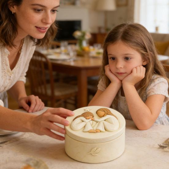 Yousheng Forever Friends Resin Keepsake Box Hand-Painted Friendship Gift Box Mother Daughter Jewelry Storage Box Women Friends Gift