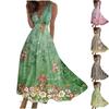 Langes Kleid für Damen, Maxikleid, Freizeitkleid, Sommer, lässig, ärmellos, V-Ausschnitt, Boho-Taille, Rückzug, bedrucktes Kleid