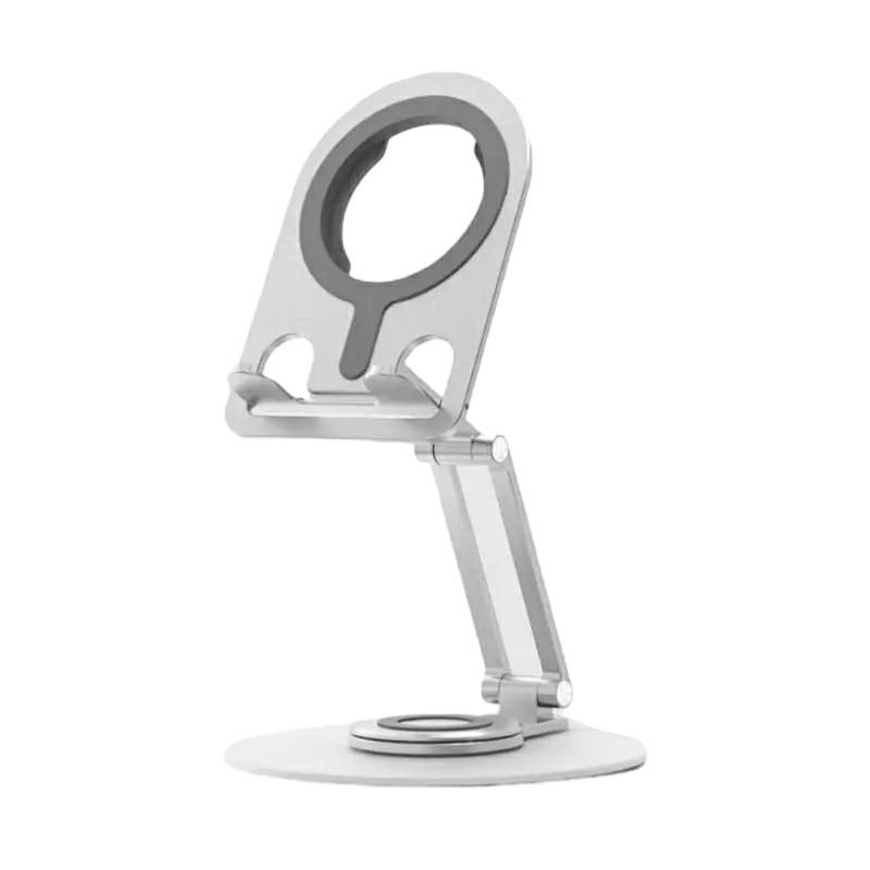 

M02 Aluminum Alloy Foldable Phone Tablet Bracket Compatible with MagSafe Charger/iPhone 16/16 Plus/16 Pro/16 Pro Max Silver