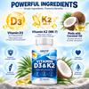 Coconut Oil-Based, Vitamin D3 & K2 Complex Capsules, Daily Support, Dietary Supplement