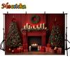 Mocsicka Christmas Photography Background Xmas Tree Fireplace Wall Decors Family Baby Children Portrait Photo Backdrop Wallpaper