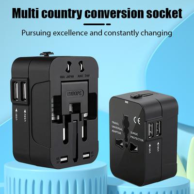 מתאם נסיעות אוניברסלי גלובלי עם שקעי USB מתאם ממיר מתח AC לאירופה/ארה"ב עם כיסוי בטיחות להגנה מפני ילדים נעילה