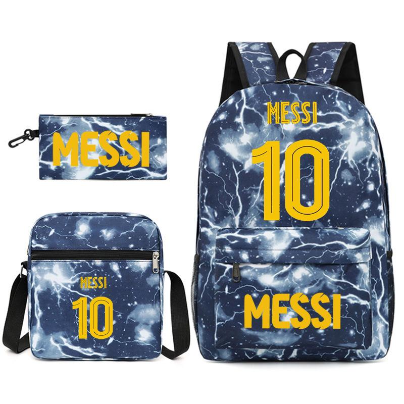 Large Capacity Schoolbag with Shoulder Strap; Student Three-piece Pencil Case Set