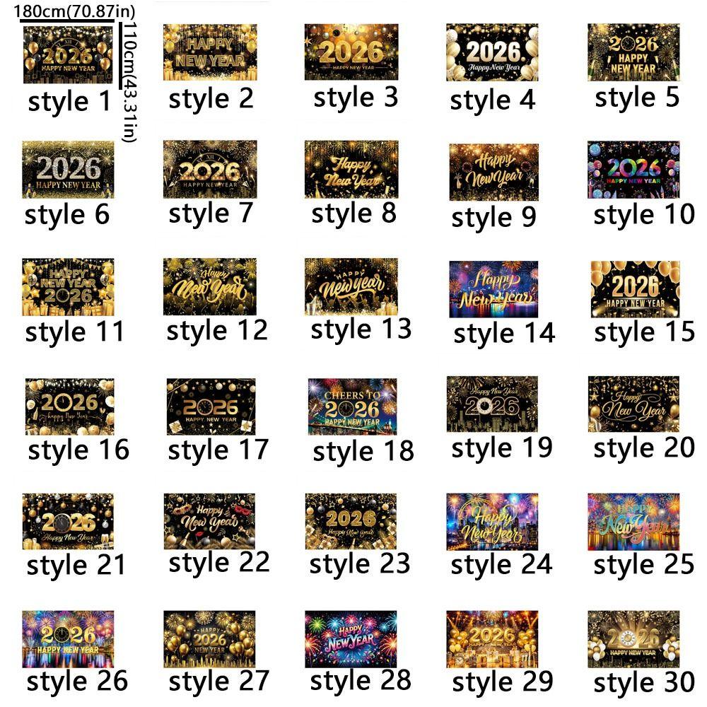 Black Gold 2026 New Year Backdrops Colorful Balloon Photo Background Party Background  Photo Studio
