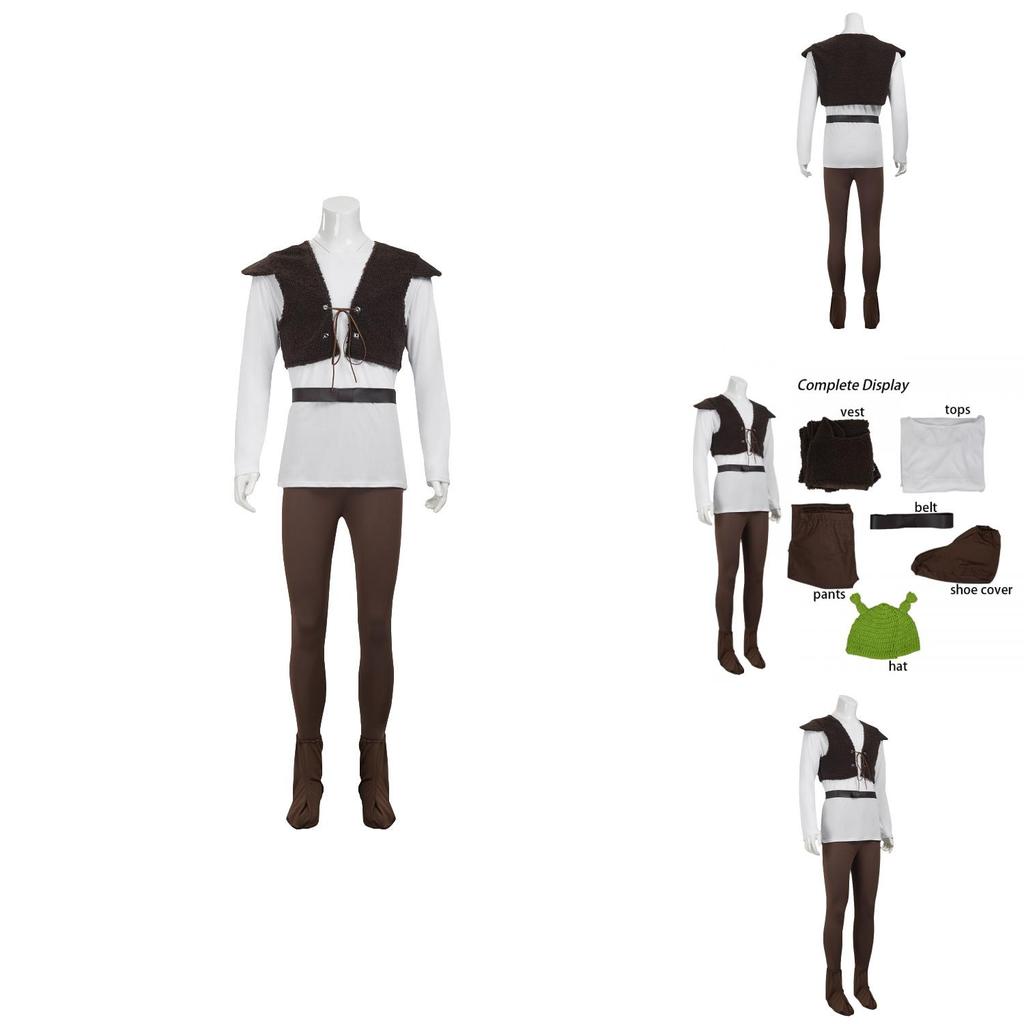 Shrek Cosplay Attire In Polyester Fabric For Halloween Costume Party Use