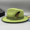 2023 Sombrero Fedora de Lana Sintética para Hombre Mujer Ala Ancha Accesorios de Lazo Pluma Otoño Invierno Caballero Sombrero Panamá Jazz