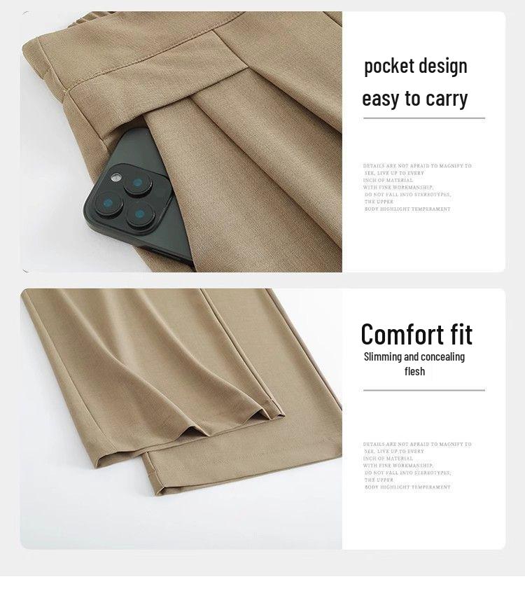 Ice Silk High-Waist Wide-Leg Pants for Women - Summer Elegant Loose Fit, Flaw-Covering Straight Leg Design