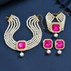 Luxurious Multi-Layer Imitation Pearl Geometric Crystal Full Diamond Colored Pearl Three-Piece Set Of Fashion Exaggerated Accessories