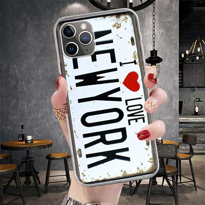 License New York Plate Number Soft Phone Case For IPhone 11 17 Air 16E 16 Pro Max 15 + 14 Plus 13 Mini 12 Apple 7 SE 8 Fundas Co