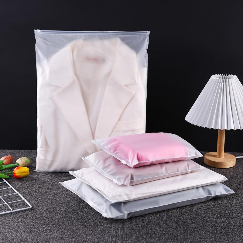 10Pcs Portable Travel Storage Bags, Waterproof Frosted Plastic Zipper Lock Self-Sealing Bags for Clothing Packaging