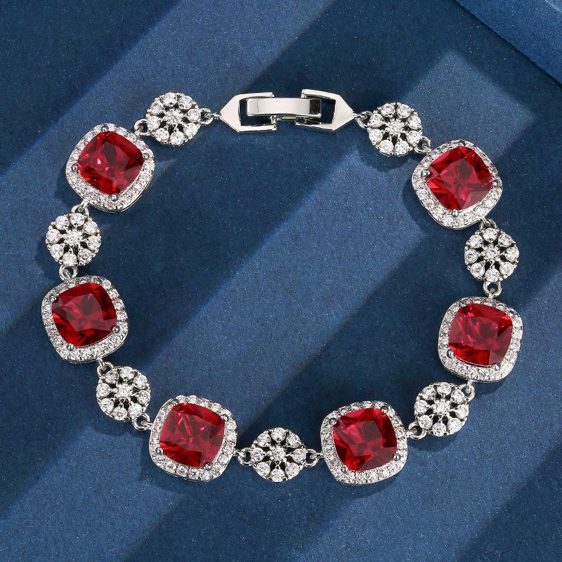 Jewelry Retro Simulation Color Treasure Light Luxury Full Diamond Bracelet Bracelet Jewelry Heroine Stone 8 * 8