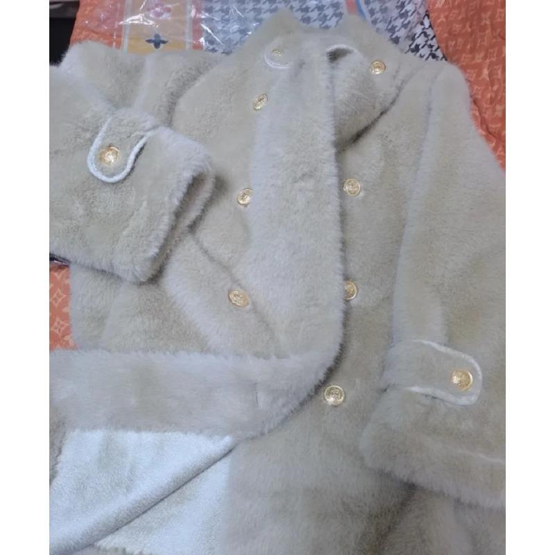 Winter Warm Girls Fashion Double-Breasted Cotton Lined Faux Fur Jackets School Kid Thick Coat Children Outfit Windbreaker