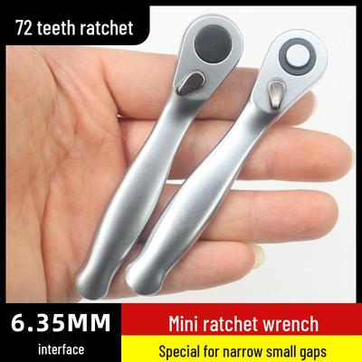 Mini Llave de Carraca y Destornillador de 72 Dientes, 1/4 de Pulgada, Acero al Carbono Resistente al Desgaste, para Espacios Estrechos, Adelante/Atrás.