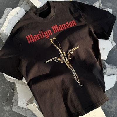 LIFE CAVEMPT Marilyn Manson Trendy American Short-sleeved T-shirt for Both Men and Women
