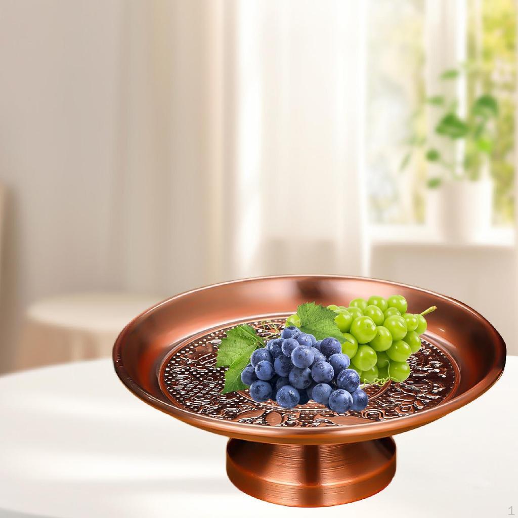 Buddhist Fruit Bowl Decorative Lotus Design Stable Base Footed Temple Tray for