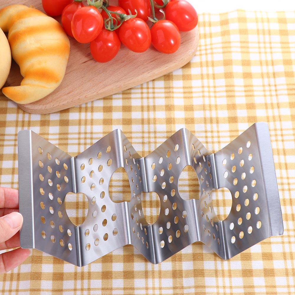 with Easy-Access Handle Stainless Steel Taco Shell Stand Tray Plate Kitchen Tools Taco Holder