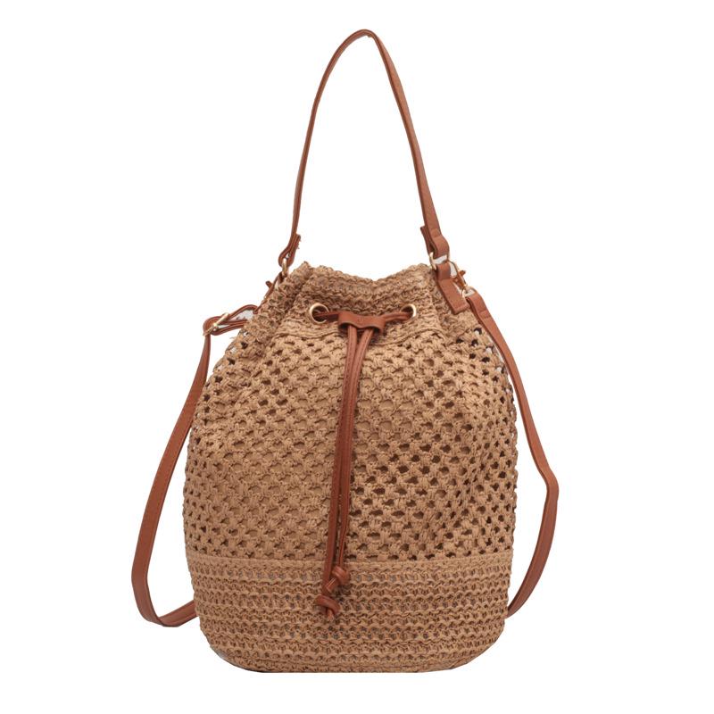 

Летний тренд плетеная сумка-ведро: Универсальная пляжная, наплечная и кроссбоди сумка для женщин хаки