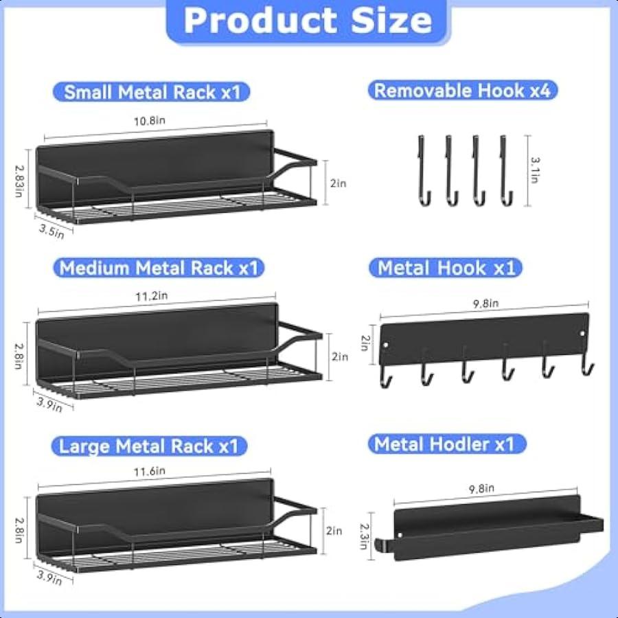 

Магнитная полка для специй для холодильника 5 шт. Металлическая прочная магнитная полка для духовки Передвижной органайзер для специй с держателем для бумажных полотенец United States