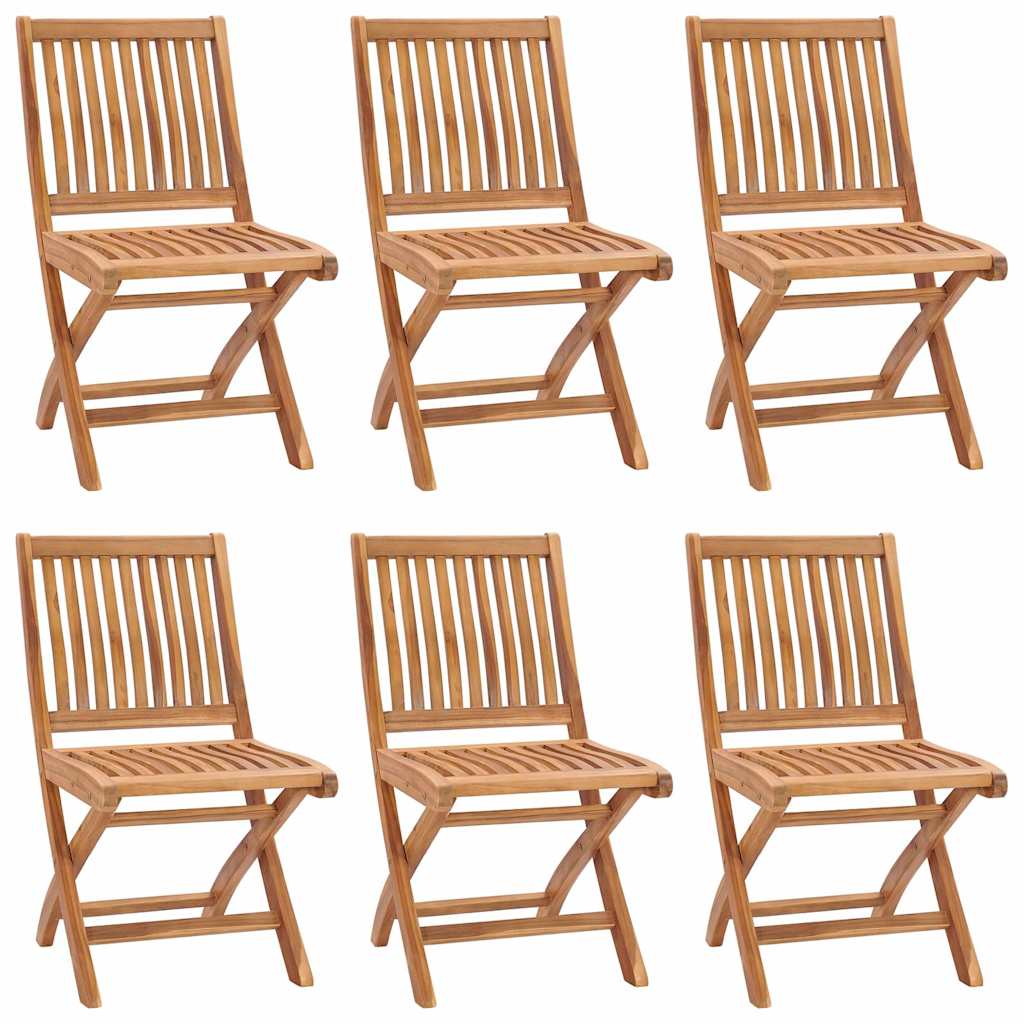 Foldable Garden Chairs with Cushions 6 pcs Solid Teak Wood
