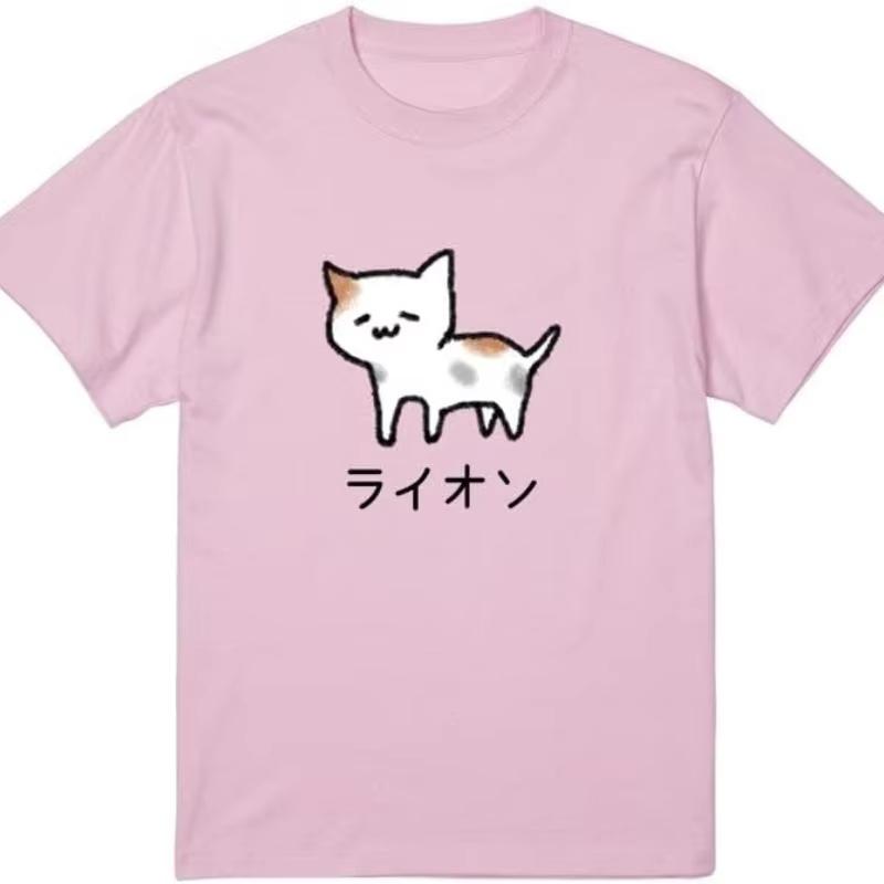 Colorful TShirt Ice Meme Funny Interesting Animal Cat Short Sleeves Joke Yan No Ka Step Cute Illustration Unisex Casual Wear