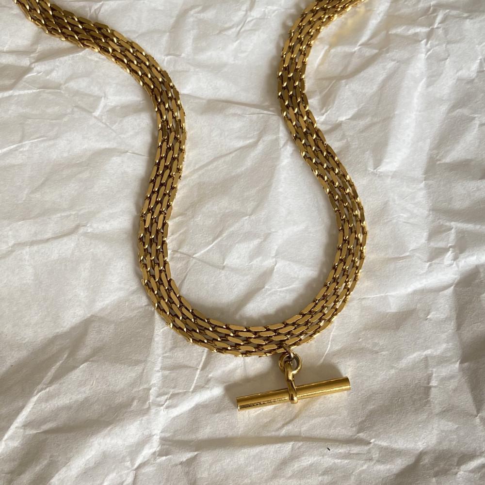 Elegant Women's T-Shaped Titanium Steel Necklace - Light Luxury Style Clavicle Jewelry