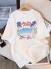 Sale Surf Company Wave Coconut Tree Prints Women T-Shirt Summer Crew Neck T Shirt O-Neck Comfortable Tops Basic Women Clothes