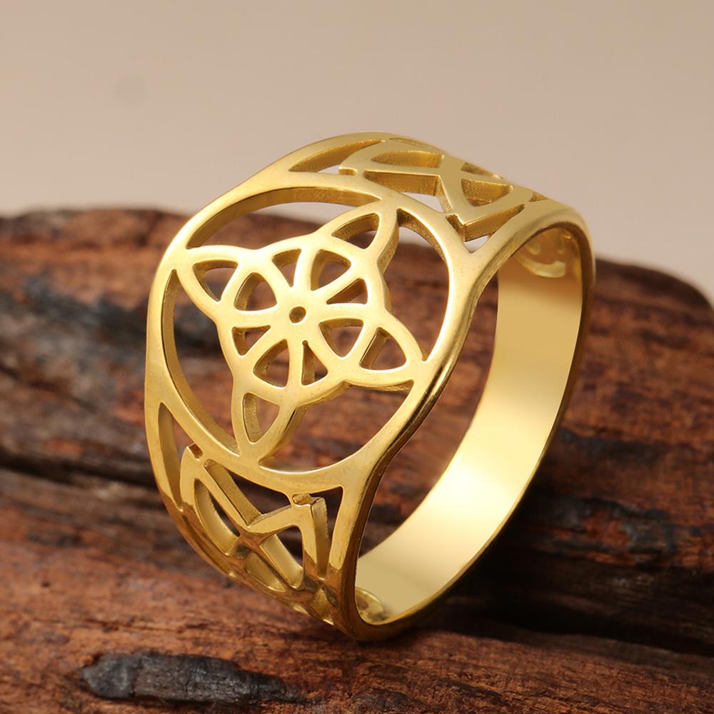 Dawapara Prsten s čarodějnickým uzlem pro ženy Nerezová ocel Keltský uzlový prsten Amulet čarodějnictví Wicca šperky Dárek na Valentýna