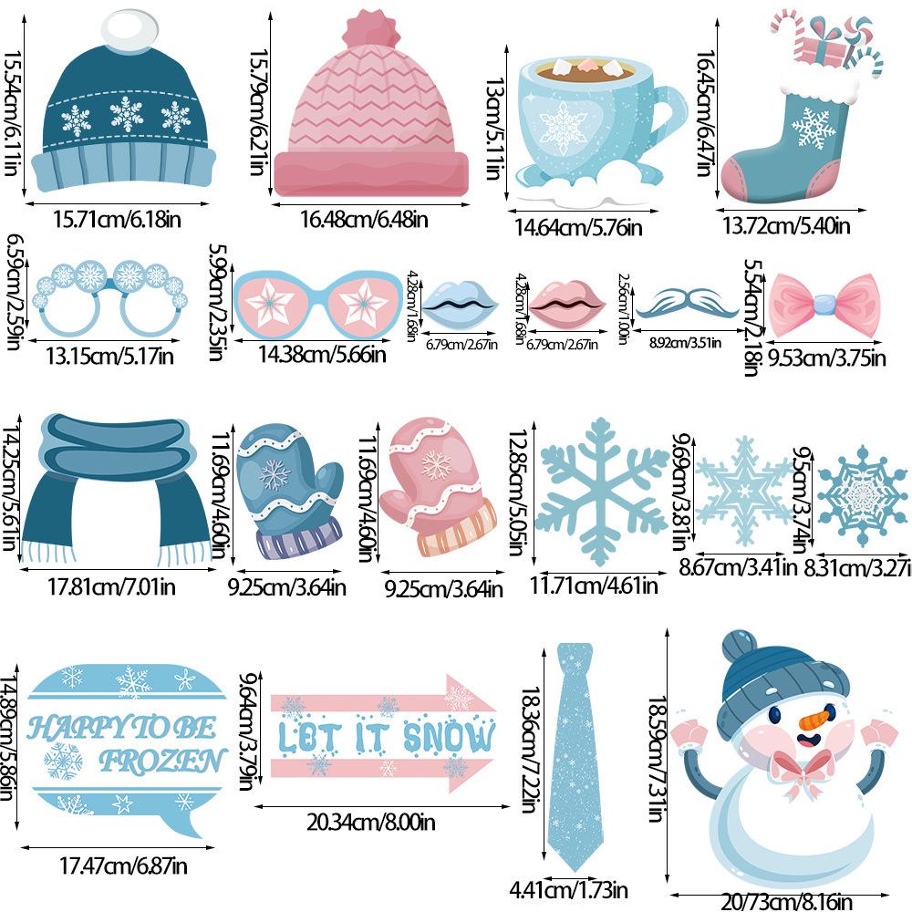 New Style, Christmas Theme, Cartoon Snowman, Blue Pink, Handheld Props, DIY Funny Party, Photo Props and Supplies