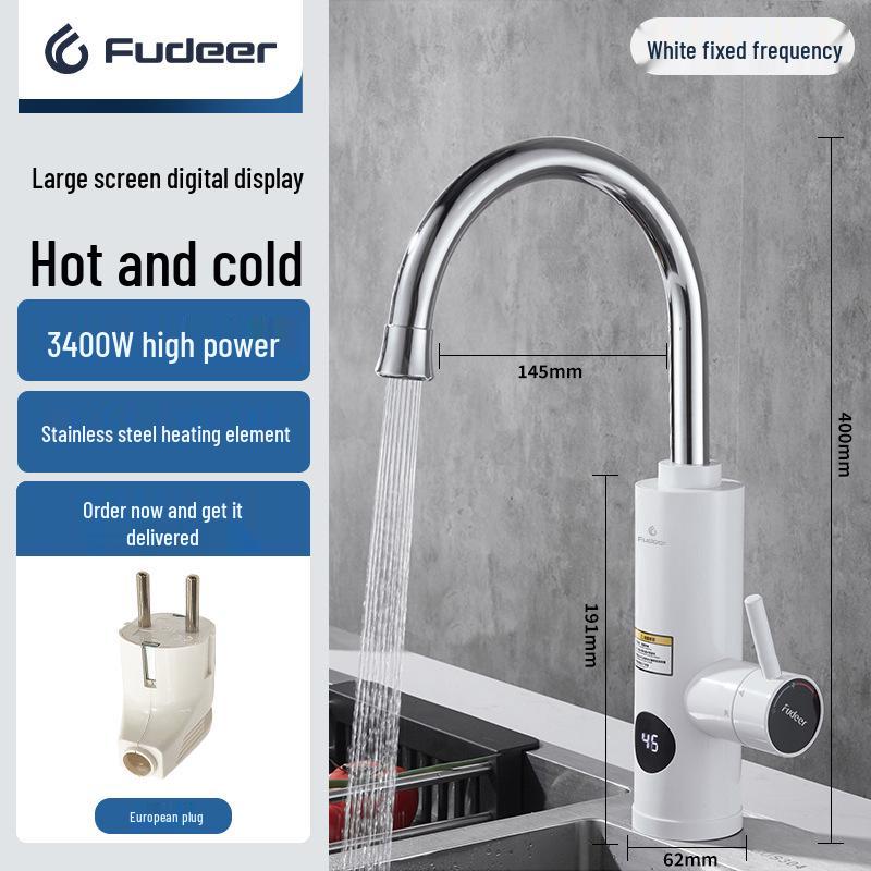 European Standard Instant Heating Electric Water Faucet - 220V Stainless Steel for Hot & Cold Kitchen Use European Standard Version