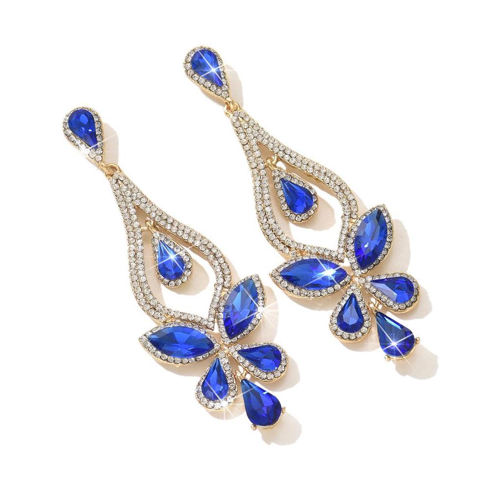 Elegant Rhinestone Water Drop Earrings: European & American Style Long Crystal Pendant Jewelry