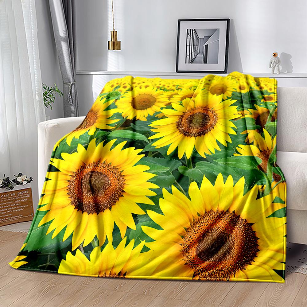 1pc Sunflower Field Bloom blanket Soft and Warm for Sofa Office Camping Travel Livingroom Great Gift for Friends and Family Comfortable All Seasons
