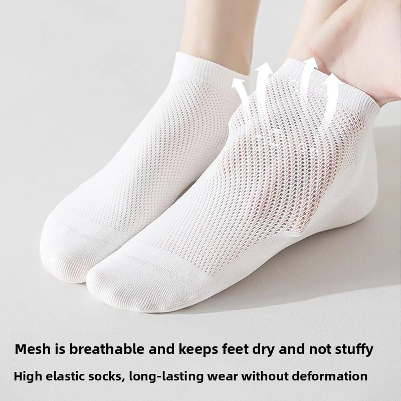 3 Pairs of Women's Summer Thin Candy Colored Mesh Breathable and Invisible Boat Socks