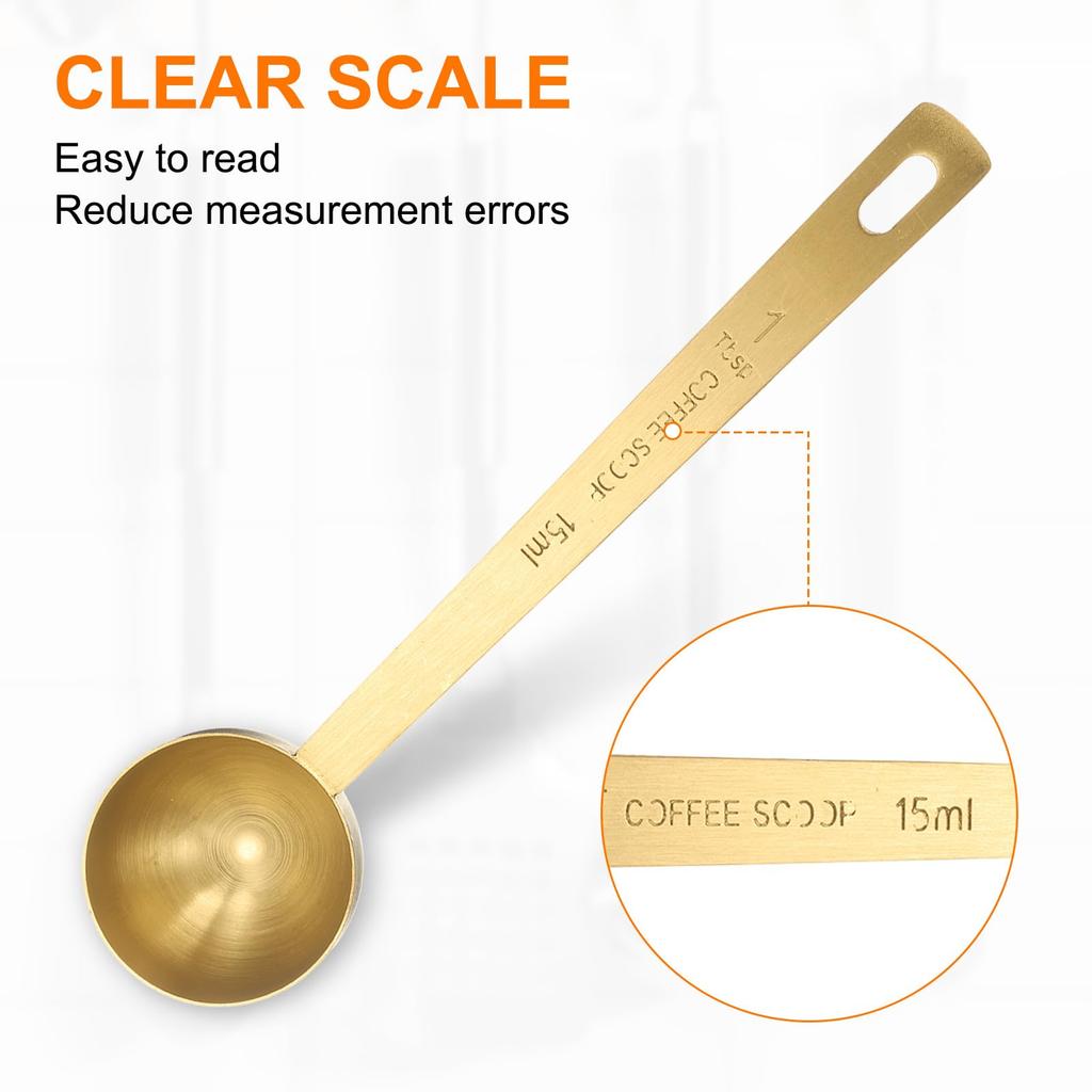 Uxcell Single Measuring Spoon, 1 Tablespoon (3 Teaspoons, 15ml), 304 Stainless Steel, Single Small Square Bowl Measuring Spoon with Long Handle, Gold