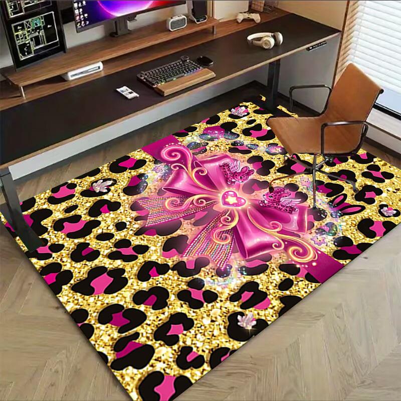 1PC Leopard print Glitter Non-Slip Floor Carpet Compatible for Office&Living Room&Bedroom&Dining room -  Soft & Pattern-G0342