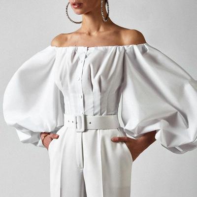 2022 Frühling/Sommer Cold Shoulder Pufflaternenärmel Damenoberteil