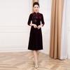 Elegant Hand-Painted Retro Cheongsam Dress: Fashionable, Comfortable, Breathable, Slim-Fit with Stand-Up Collar for Mothers.