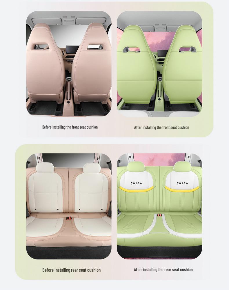 Panda Cartoon Leather Seat Covers for MINI - Full Wrap, All-Season, Cute Design