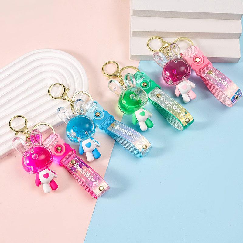 

Oiled Heart Bunny Floating Bottle Keychain Bag Pendant Car Key Chain