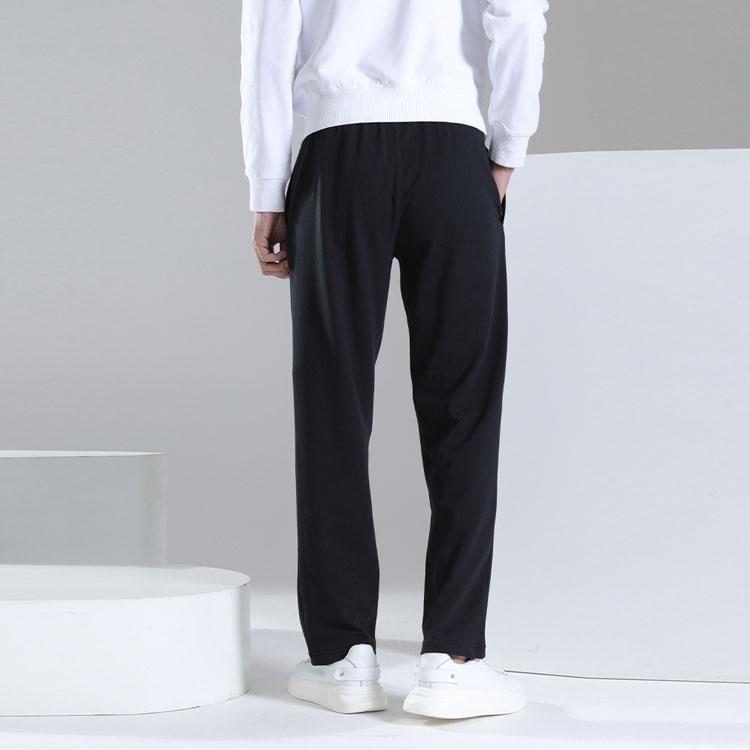 Li Ning Badminton Series Solid Color Logo Straight Leg Casual Pants Knitted Sports Pants Men bottoms Black AKLT647-1